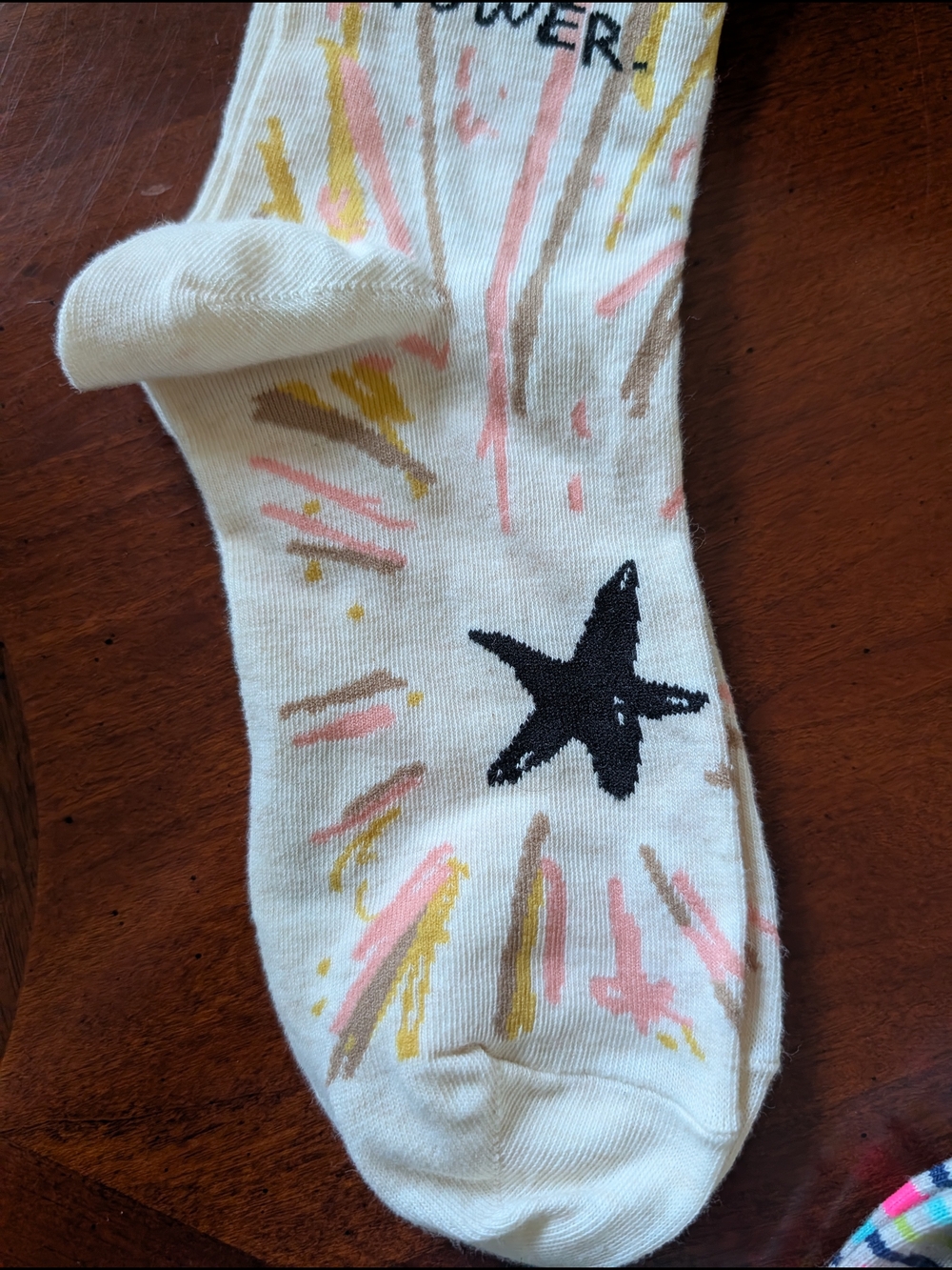 Blue Q Multicolor Striped & Text Crew Socks - Pink, Green, Blue, Yellow - Picture 5 of 10